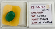 5.79/CT Natural Panna Stone with Govt. Lab Certificate-12313D49944